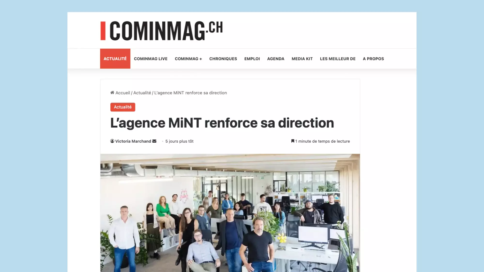 Image de l'article sur la page du site Cominmag